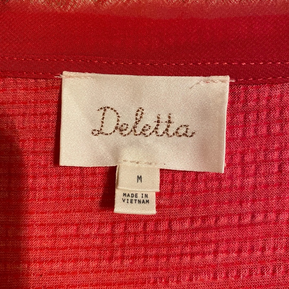 Anthropologie Deletta Thea Pink Babydoll Peplum Tiered Long Sleeves Top - Picture 7 of 11